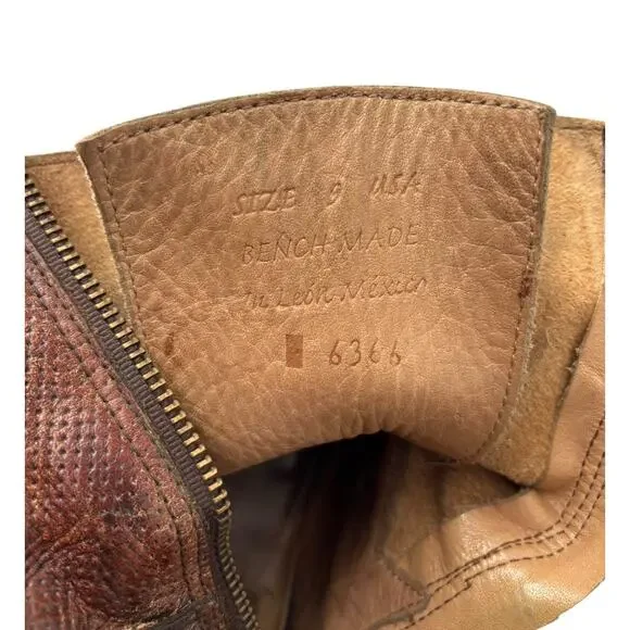 Bed Stu Cheshire Womens Boots Perforated Tie Back Size 9 Benchmade Cognac - Picture 11 of 13